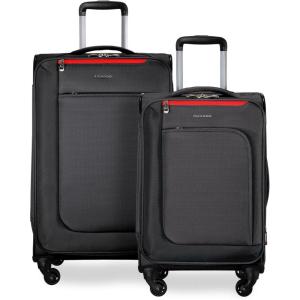 image:imageRicardo Beverly Hills Aspen Springs 2PC Luggage Set  Lightweight Softside Suitcase Set of 2 with 20 CarryOn amp 24 Medium CheckIn Spinner OliveBlack